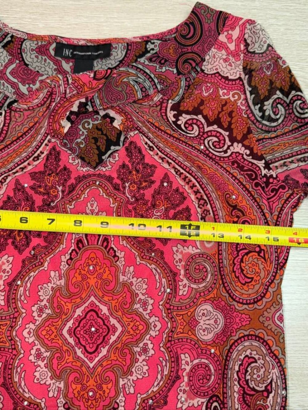 INC International Concepts INC Paisley Tunic Top Women S Pink - Picture 5 of 8